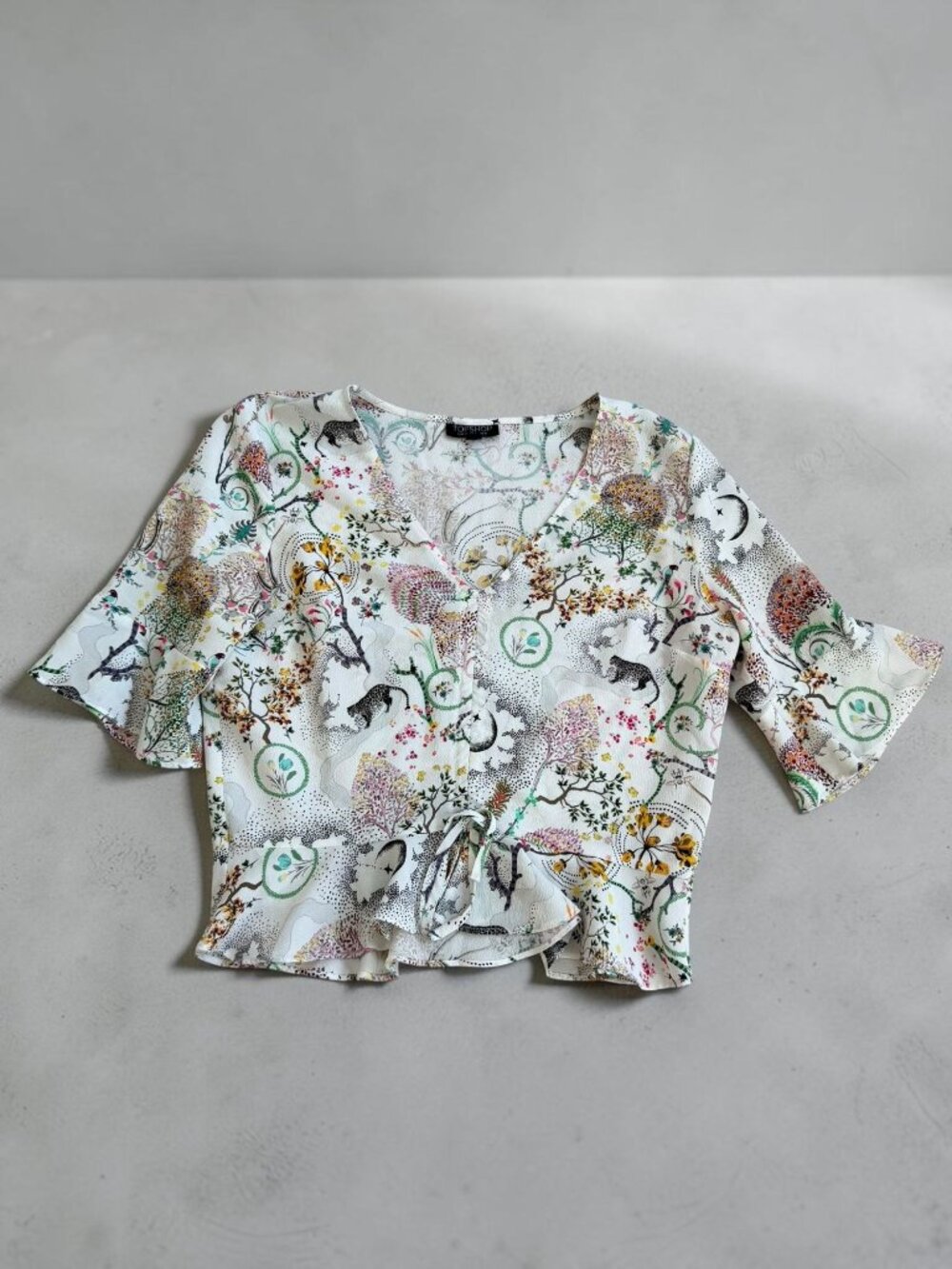 TOPSHOP Floral Ruffle Crop Top Size US 6 Womens